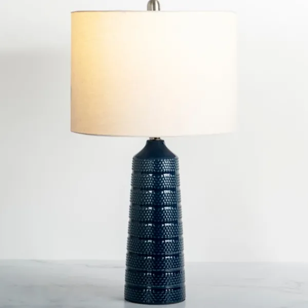 Table Lamps-Kirkland's Home Navy Blue Piper Table Lamp White