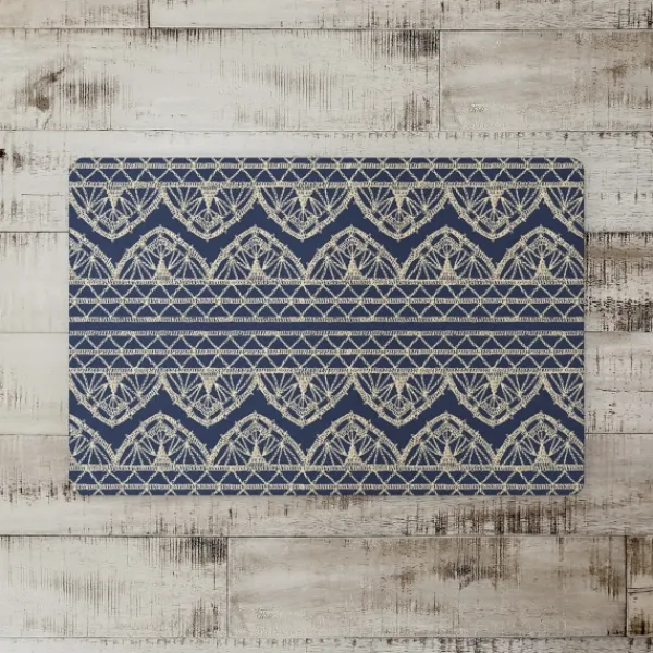 Kitchen & Floor Mats-Kirkland's Home Navy Boho Lace Pattern Floor Mat Blue