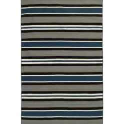Outdoor Rugs-Kirkland's Home Navy Bold Stripe Indoor/Outdoor Area Rug, 5X7 Blue/Gray