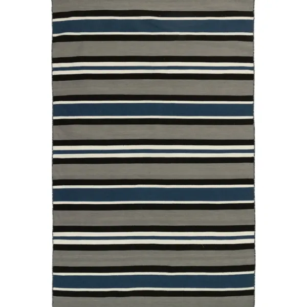 Outdoor Rugs-Kirkland's Home Navy Bold Stripe Indoor/Outdoor Area Rug, 5X7 Blue/Gray
