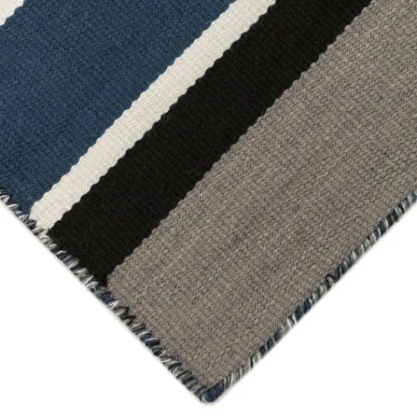 Outdoor Rugs-Kirkland's Home Navy Bold Stripe Indoor/Outdoor Area Rug, 5X7 Blue/Gray