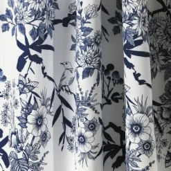 Curtains & Drapes-Kirkland's Home Navy Botanical Garden Curtain Panel Set, 95 In. Blue