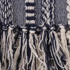 Blankets & Throws-Kirkland's Home Navy Braided Stripe Throw Blue