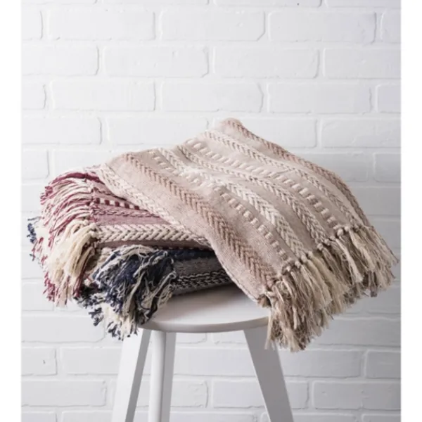Blankets & Throws-Kirkland's Home Navy Braided Stripe Throw Blue