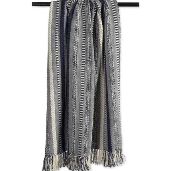 Blankets & Throws-Kirkland's Home Navy Braided Stripe Throw Blue