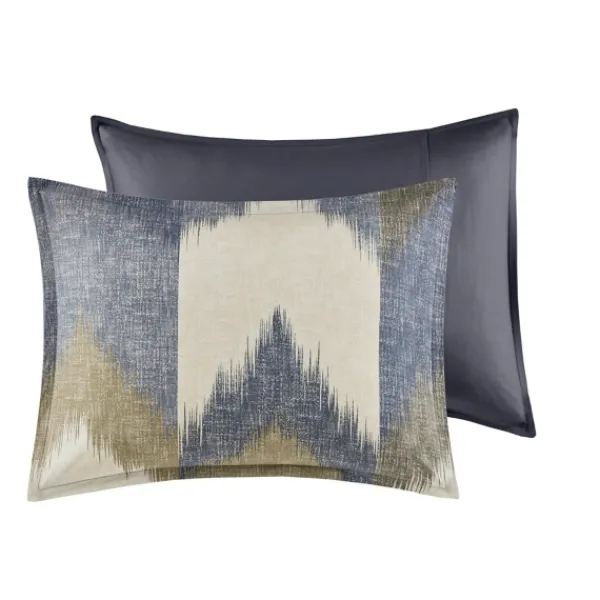 Comforters-Kirkland's Home Navy Broken Chevron 3-Pc. Full/Queen Comforter Set Blue/Gray