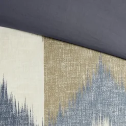Comforters-Kirkland's Home Navy Broken Chevron 3-Pc. Full/Queen Comforter Set Blue/Gray