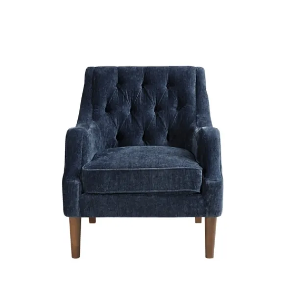 Accent Chairs-Kirkland's Home Navy Button Tufted Accent Chair Blue