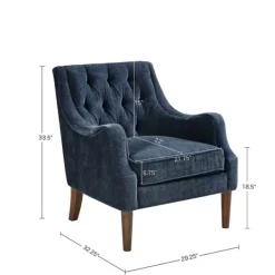 Accent Chairs-Kirkland's Home Navy Button Tufted Accent Chair Blue