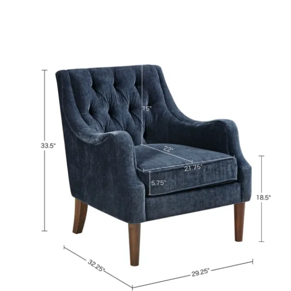 Accent Chairs-Kirkland's Home Navy Button Tufted Accent Chair Blue