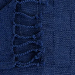 Blankets & Throws-Kirkland's Home Navy Checkered Weave Fringe Throw Blue