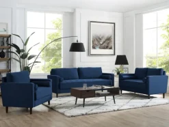 Sofas & Loveseats-Kirkland's Home Navy Chelsea Modern Loveseat Blue