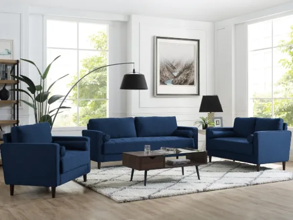 Sofas & Loveseats-Kirkland's Home Navy Chelsea Modern Loveseat Blue