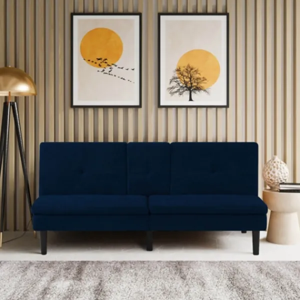 Sofas & Loveseats-Kirkland's Home Navy Console Usb Port Convertible Sofa Blue
