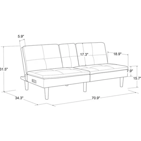 Sofas & Loveseats-Kirkland's Home Navy Console Usb Port Convertible Sofa Blue