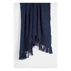 Blankets & Throws-Kirkland's Home Navy Cotton Tassel Throw Blue