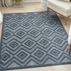 Outdoor Rugs-Kirkland's Home Navy Diamond Indoor/Outdoor Area Rug, 6X9 Blue