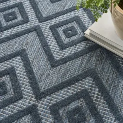 Outdoor Rugs-Kirkland's Home Navy Diamond Indoor/Outdoor Area Rug, 6X9 Blue