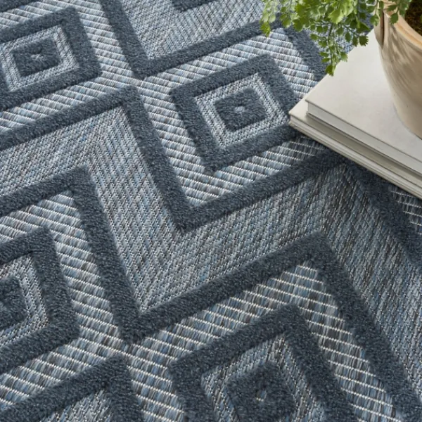 Outdoor Rugs-Kirkland's Home Navy Diamond Indoor/Outdoor Area Rug, 6X9 Blue