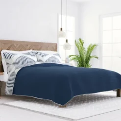 Quilts-Kirkland's Home Navy Diamond Line Reversible 2-Pc. Twin Quilt Set Blue/White