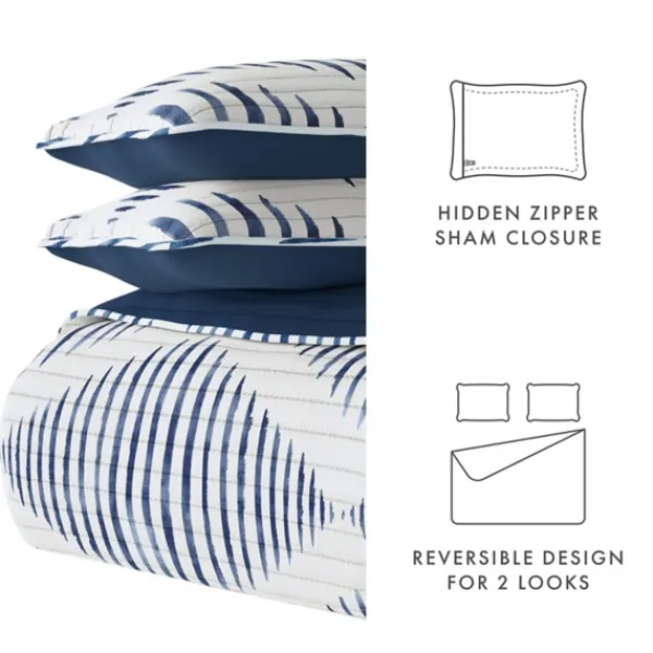 Quilts-Kirkland's Home Navy Diamond Line Reversible 2-Pc. Twin Quilt Set Blue/White
