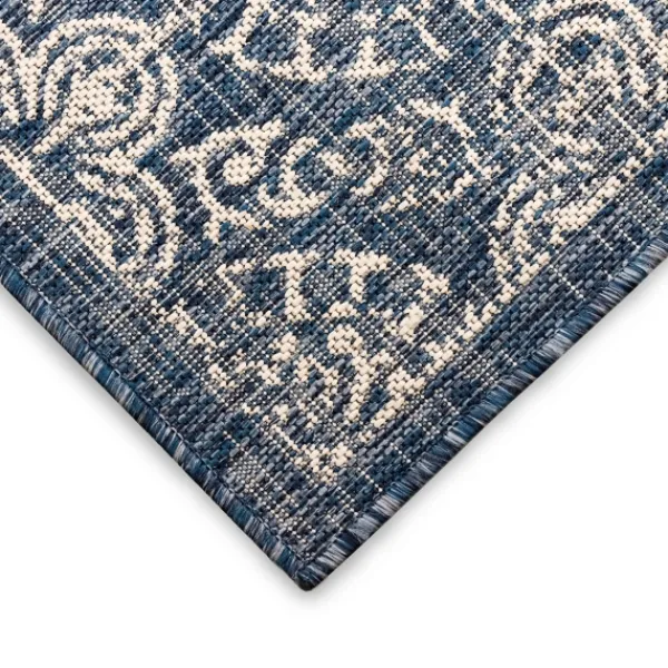 Outdoor Rugs-Kirkland's Home Navy Embellished Indoor/Outdoor Area Rug, 6X9 Blue/White