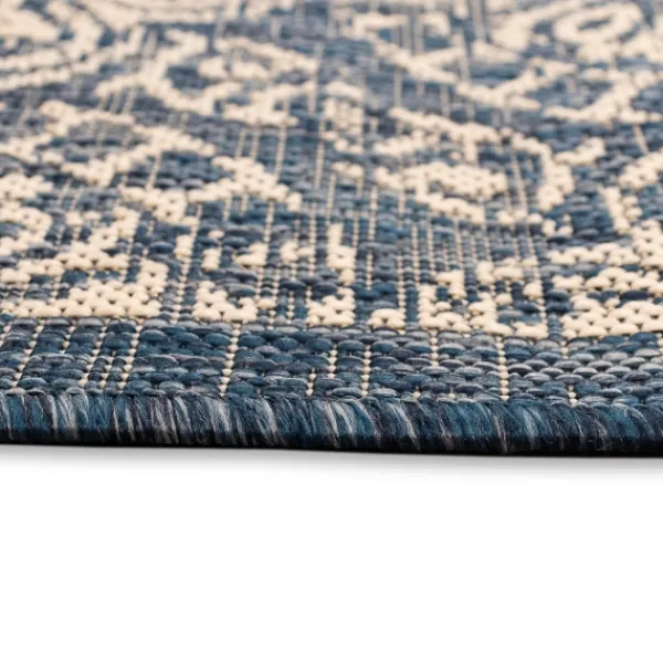 Outdoor Rugs-Kirkland's Home Navy Embellished Indoor/Outdoor Area Rug, 6X9 Blue/White