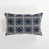 Pillows-Kirkland's Home Navy Embroidered Medallion Lumbar Pillow Blue