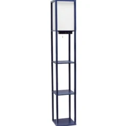 Floor Lamps-Kirkland's Home Navy Etagere Shelf Charging Floor Lamp Blue