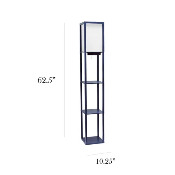 Floor Lamps-Kirkland's Home Navy Etagere Shelf Charging Floor Lamp Blue