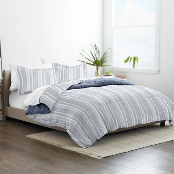 Comforters-Kirkland's Home Navy Farmhouse Dreams Queen 3-Pc. Comforter Set White/Blue