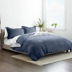 Comforters-Kirkland's Home Navy Farmhouse Dreams Queen 3-Pc. Comforter Set White/Blue