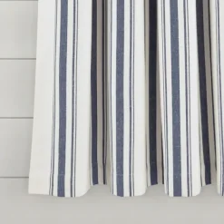 Curtains & Drapes-Kirkland's Home Navy Farmhouse Stripe Curtain Panels, Set Of 2 White/Blue
