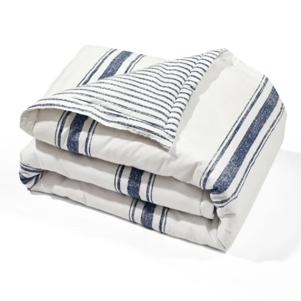 Blankets & Throws-Kirkland's Home Navy Farmhouse Stripe Throw Blue