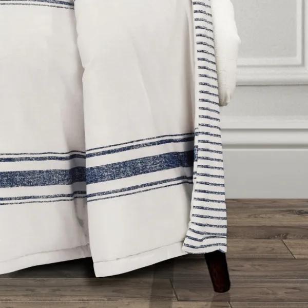 Blankets & Throws-Kirkland's Home Navy Farmhouse Stripe Throw Blue