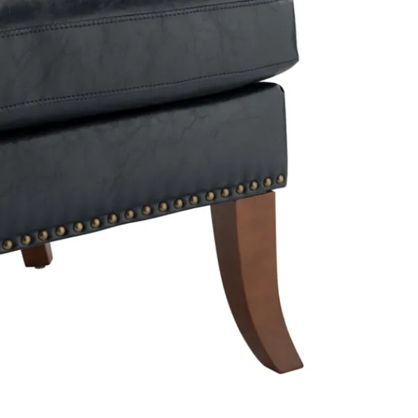Accent Chairs-Kirkland's Home Navy Faux Leather Wingback Accent Chair Blue