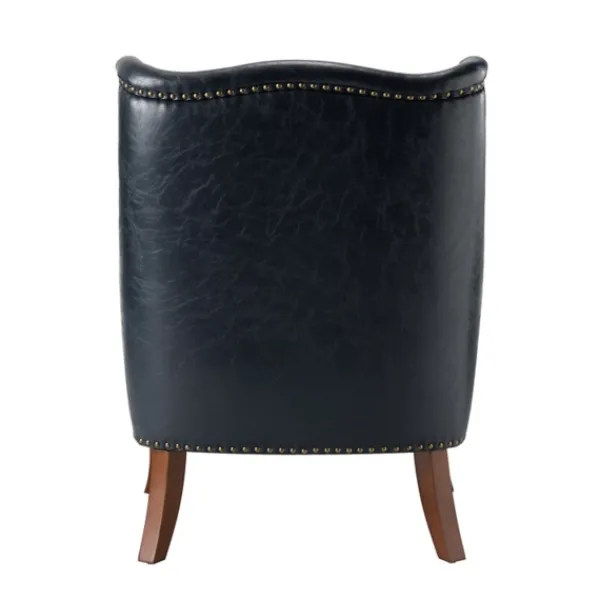 Accent Chairs-Kirkland's Home Navy Faux Leather Wingback Accent Chair Blue