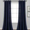 Curtains & Drapes-Kirkland's Home Navy Faux Linen Curtain Panel Set, 84 In. Blue
