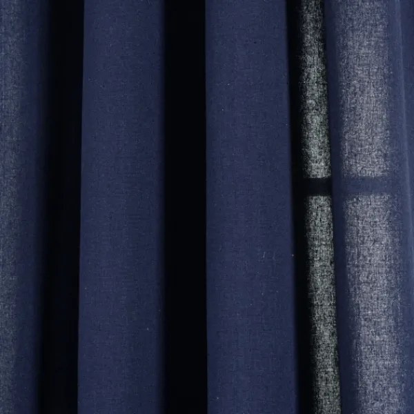 Curtains & Drapes-Kirkland's Home Navy Faux Linen Curtain Panel Set, 84 In. Blue