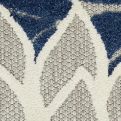 Outdoor Rugs-Kirkland's Home Navy Floral Burst Outdoor Area Rug, 5X7 Blue/Gray