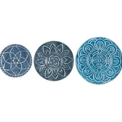 Wall Plaques-Kirkland's Home Navy Floral Metal Plate Wall Plaques, Set Of 3 Blue