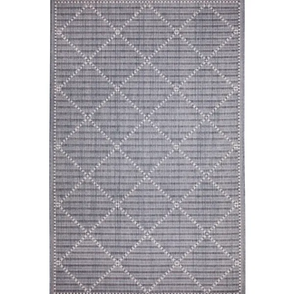 Outdoor Rugs-Kirkland's Home Navy Geo Lattice Outdoor Area Rug, 6X9 Blue