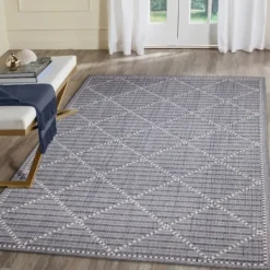Outdoor Rugs-Kirkland's Home Navy Geo Lattice Outdoor Area Rug, 6X9 Blue