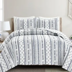 Quilts-Kirkland's Home Navy Geometric Full/Queen Reversible Quilt Set Blue/White
