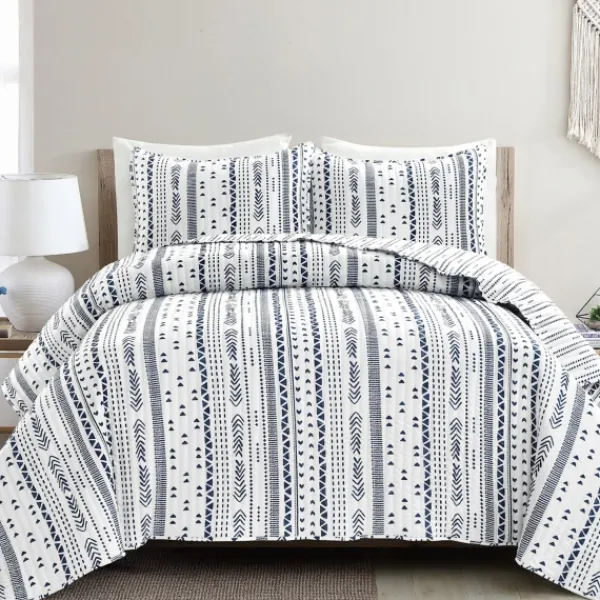 Quilts-Kirkland's Home Navy Geometric Full/Queen Reversible Quilt Set Blue/White