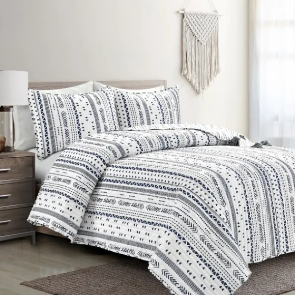 Quilts-Kirkland's Home Navy Geometric Full/Queen Reversible Quilt Set Blue/White