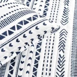 Quilts-Kirkland's Home Navy Geometric Full/Queen Reversible Quilt Set Blue/White