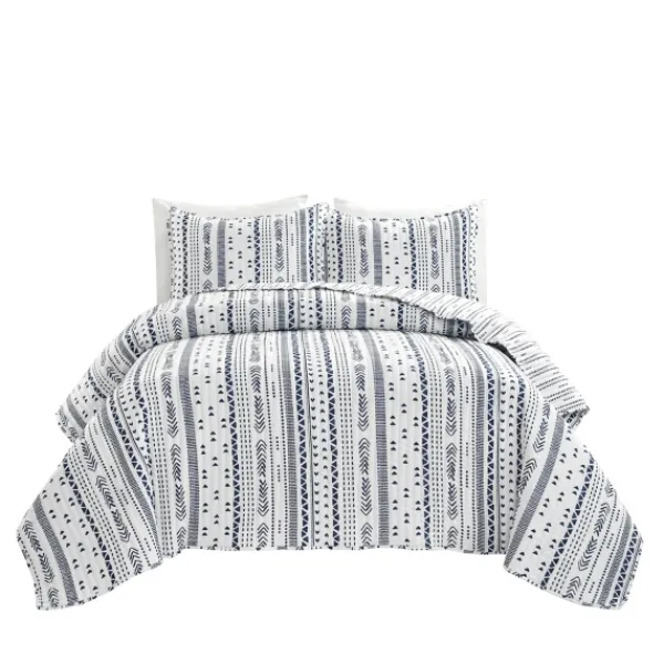Quilts-Kirkland's Home Navy Geometric Full/Queen Reversible Quilt Set Blue/White