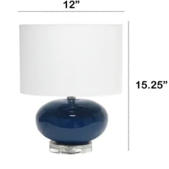 Table Lamps-Kirkland's Home Navy Glass Short Oval Table Lamp Blue