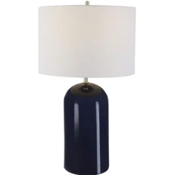 Table Lamps-Kirkland's Home Navy Glazed Ceramic Table Lamp White